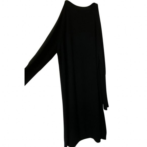 Saks Fifth Avenue Cold Shoulder Black Wool Dress - Picture 1 of 5